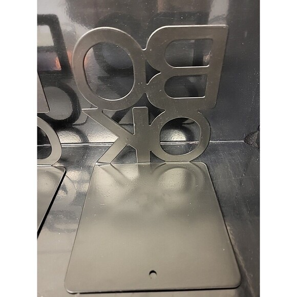 “BOOK” Character Shape-Book Stand Black Metal Bookends Read Library Decoration - Picture 6 of 7